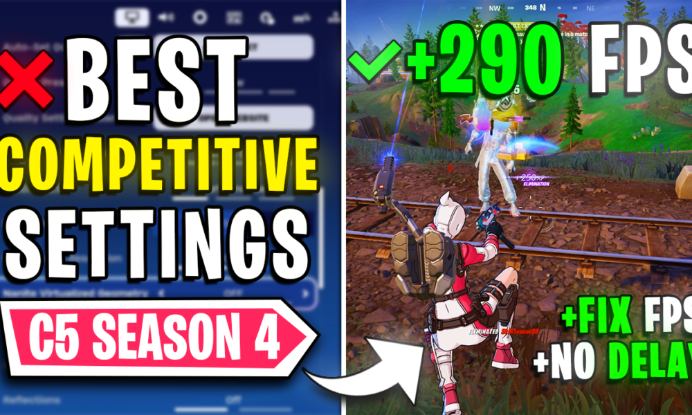 Fortnite Season 4 – BEST PC SETTINGS for MAX FPS 🔧| FIX Lags and Stutter in Chapter 5✅
